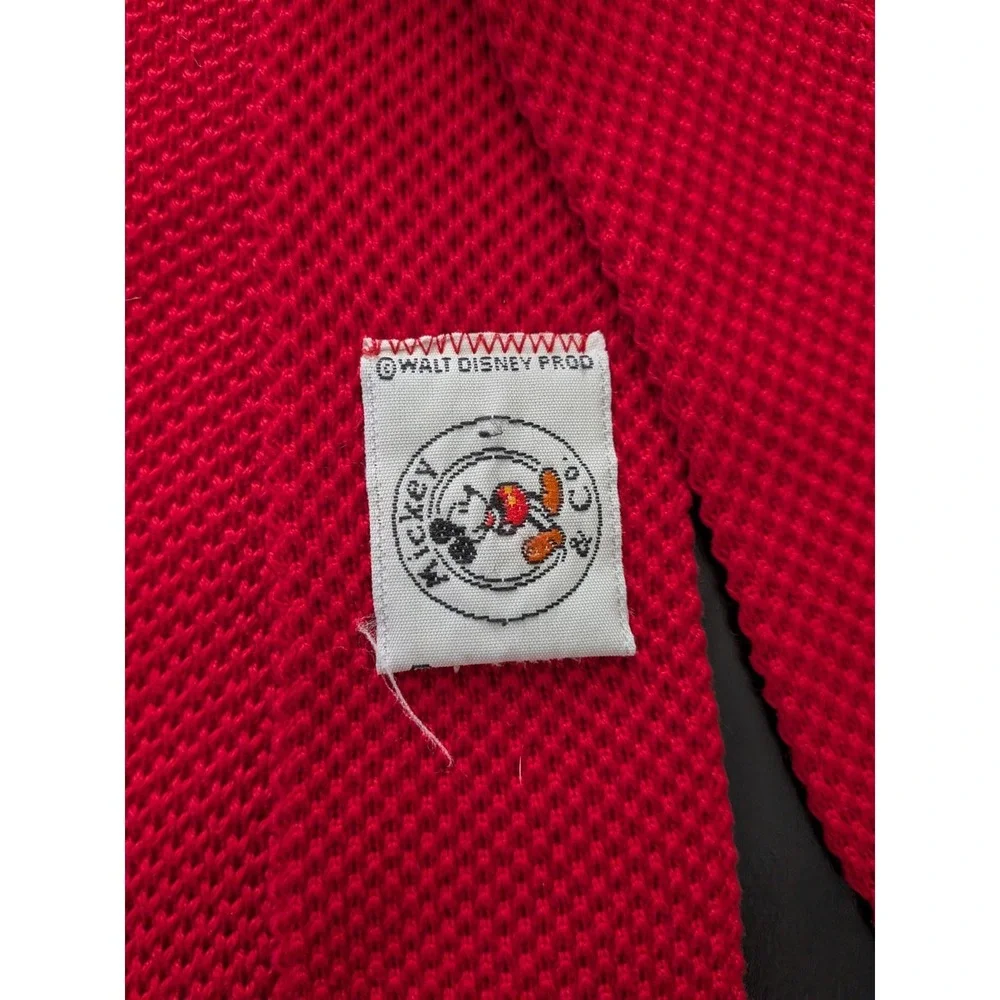 Vintage Mickey Mouse Square Tie Necktie Waffle Knit Red‎ Walt Disney Prod. 52